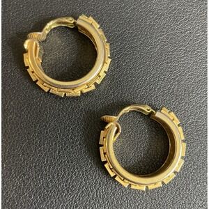 Vintage Chunky Hoop Earrings Retro Textured Gold Tone 80s 90s Jewelry